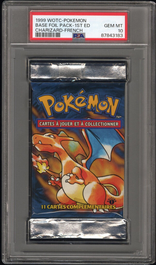 Booster Pokémon set de base édition 1 illustration Dracaufeu PSA 10